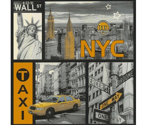 Tapeta 30045-1 Napisy NYC New York Taxi