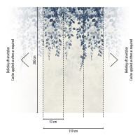 MURAL DO SALONU I SYPIALNI GRANATOWE LIŚCIE ZWISAJĄCE Z GÓRY BEZ PASOWANIA