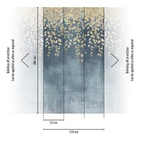 MURAL DO POKOJU ZŁOTE LIŚCIE ZWISAJĄCE Z GÓRY BEZ PASOWANIA NA FLIZELINIE