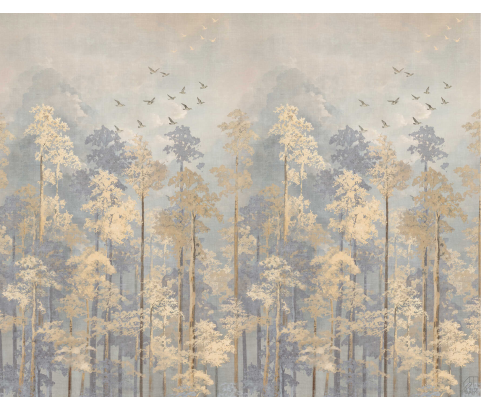 MURAL DO SALONU I SYPIALNI PASTELOWY LAS DRZEWA BEZ PASOWANIA