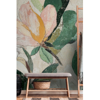 MURAL DO SALONU I SYPIALNI KOLOROWE LIŚCIE KWIATY BEZ PASOWANIA