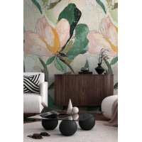 MURAL DO SALONU I SYPIALNI KOLOROWE LIŚCIE KWIATY BEZ PASOWANIA