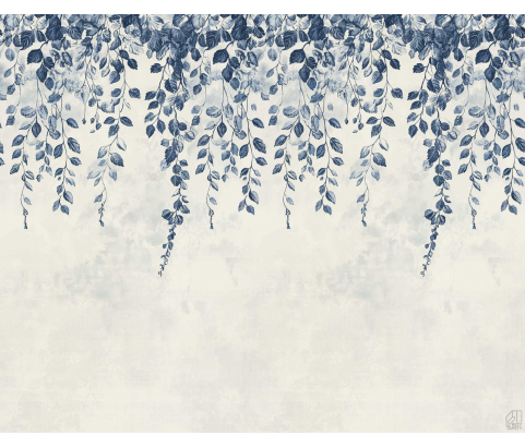 MURAL DO SALONU I SYPIALNI GRANATOWE LIŚCIE ZWISAJĄCE Z GÓRY BEZ PASOWANIA