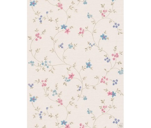 Tapeta 39071-1 Różowo niebieskie kwiatki angielski styl