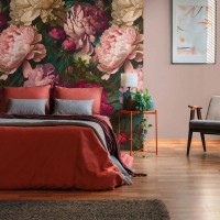 TAPETA BEZ PASOWANIA NA FLIZELINIE DUŻE NATURALNIE KWIATY PIWONIE