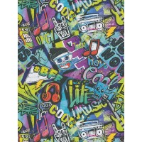 TAPETA DZIECIĘCO MŁODZIEŻOWA STYL ULICZNY KOLOROWE GRAFITI FLIZELINA