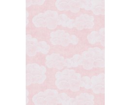 TAPETA DZIECIĘCA BIAŁE CHMURKI NA RÓŻOWYM TLE FLIZELINA