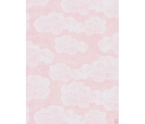 TAPETA DZIECIĘCA BIAŁE CHMURKI NA RÓŻOWYM TLE FLIZELINA
