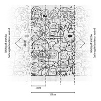 TAPETA BEZ PASOWANIA MURAL CZARNO BIAŁE POSTACIE Z KRESKÓWEK
