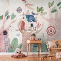 TAPETA BEZ PASOWANIA DLA DZIECI MALOWANY KOLOROWY BAJKOWY LAS