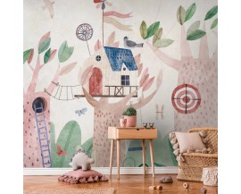 TAPETA BEZ PASOWANIA DLA DZIECI MALOWANY KOLOROWY BAJKOWY LAS