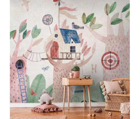 TAPETA BEZ PASOWANIA DLA DZIECI MALOWANY KOLOROWY BAJKOWY LAS