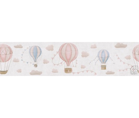 PASEK WYKOŃCZENIOWY DZIECIĘCY KOLOROWE BALONY W CHMURKACH FLIZELINA