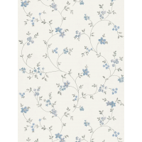 Tapeta 390713-0 Niebieskie Kwiatki Listki w Angielskim Stylu