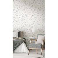 Tapeta 390713-0 Niebieskie Kwiatki Listki w Angielskim Stylu