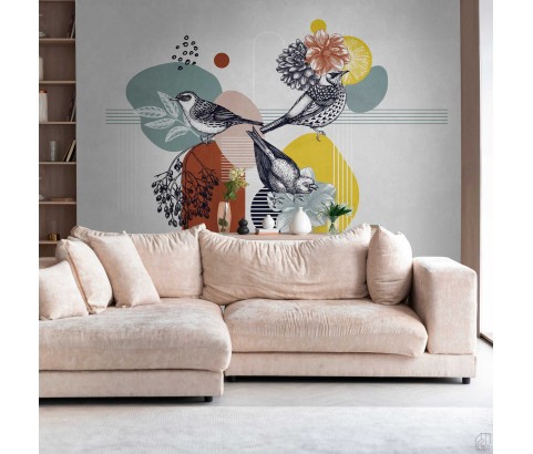 Tapeta 39910-1 Mural kompozycja z ptakami