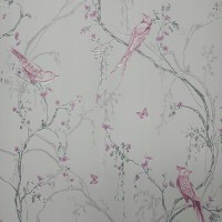 Tapeta brokatowa ptaki na gałęziach