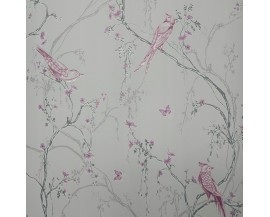 Tapeta brokatowa ptaki na gałęziach