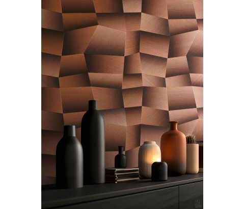 Tapeta 79197-1 efekt 3D brąz metaliczny
