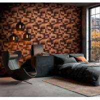 Tapeta 79197-1 efekt 3D brąz metaliczny