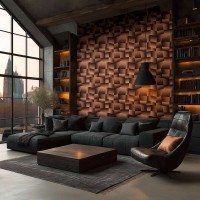 Tapeta 79197-1 efekt 3D brąz metaliczny