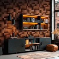 Tapeta 79197-1 efekt 3D brąz metaliczny